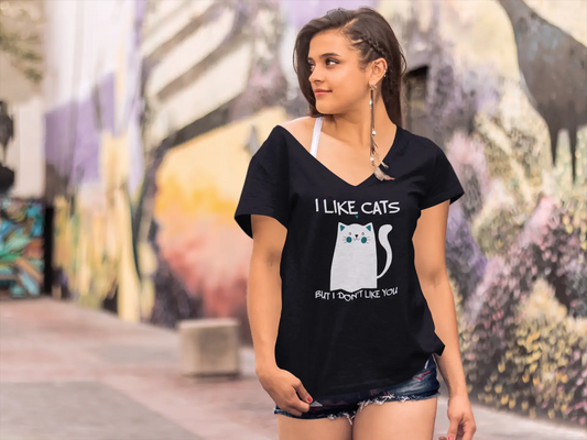 T-Shirt Femme ULTRABASIC J'aime Les Chats Mais Je Ne T'aime Pas - T-Shirt Mignon à Manches Courtes