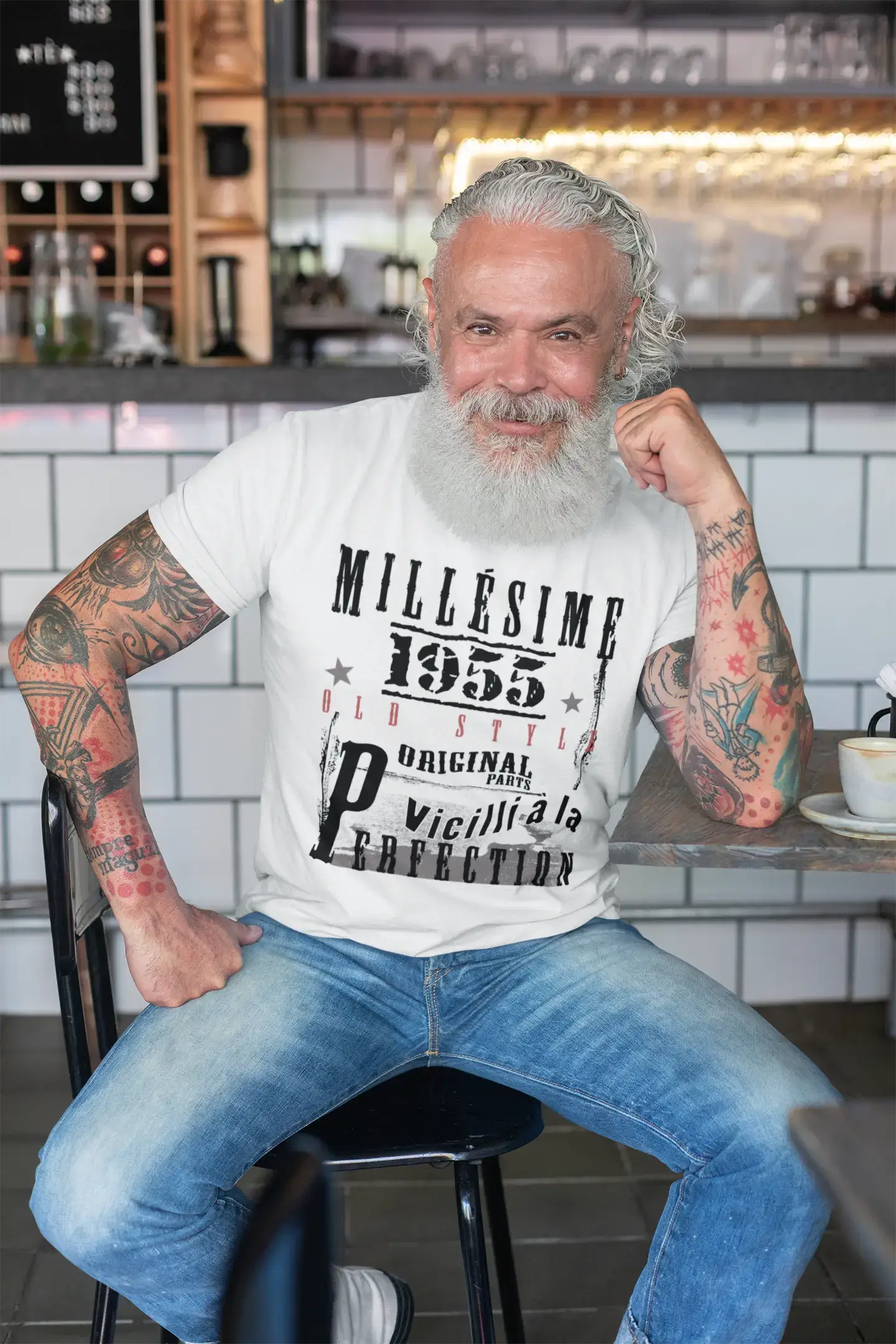 1955,birthday gifts for him,birthday t-shirts,Men's Short Sleeve Round Neck T-shirt , FR Vintage White Men's 00135