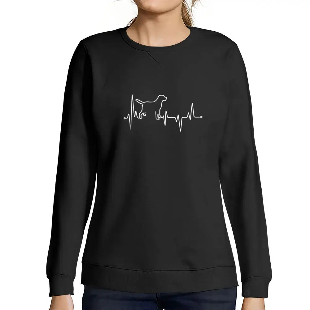 Women’s Graphic Sweatshirt Dog Lover Heartbeat Eco-Friendly Limited Edition Long Sleeve Ladies Sweater Vintage Birthday Gift Novelty Pullover