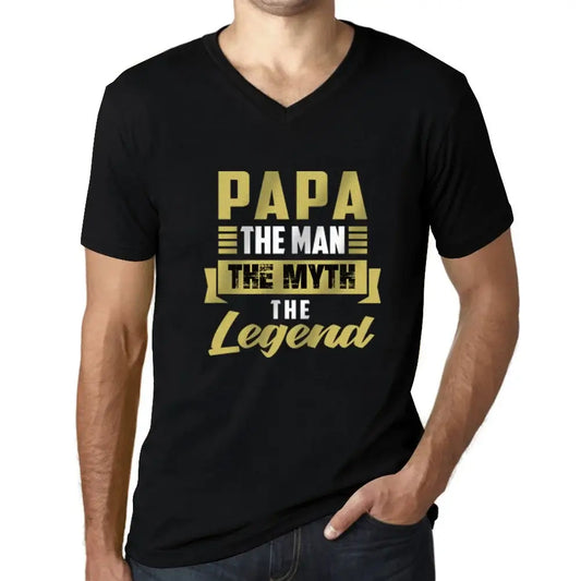 Men's Graphic T-Shirt V Neck Papa The Mane The Myth The Legend Eco-Friendly Limited Edition Short Sleeve Tee-Shirt Vintage Birthday Gift Novelty