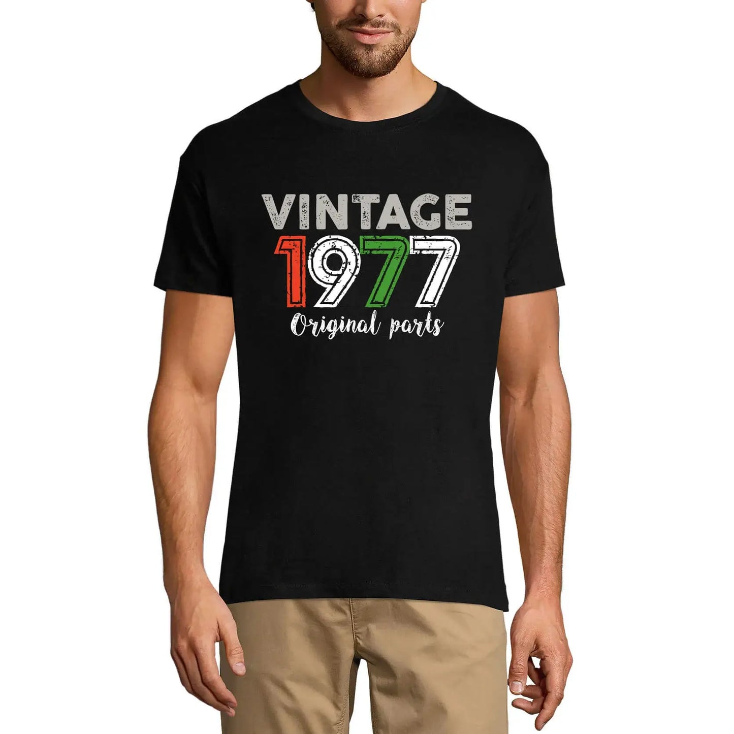 Men's Graphic T-Shirt Original Parts 1977 47th Birthday Anniversary 47 Year Old Gift 1977 Vintage Eco-Friendly Short Sleeve Novelty Tee