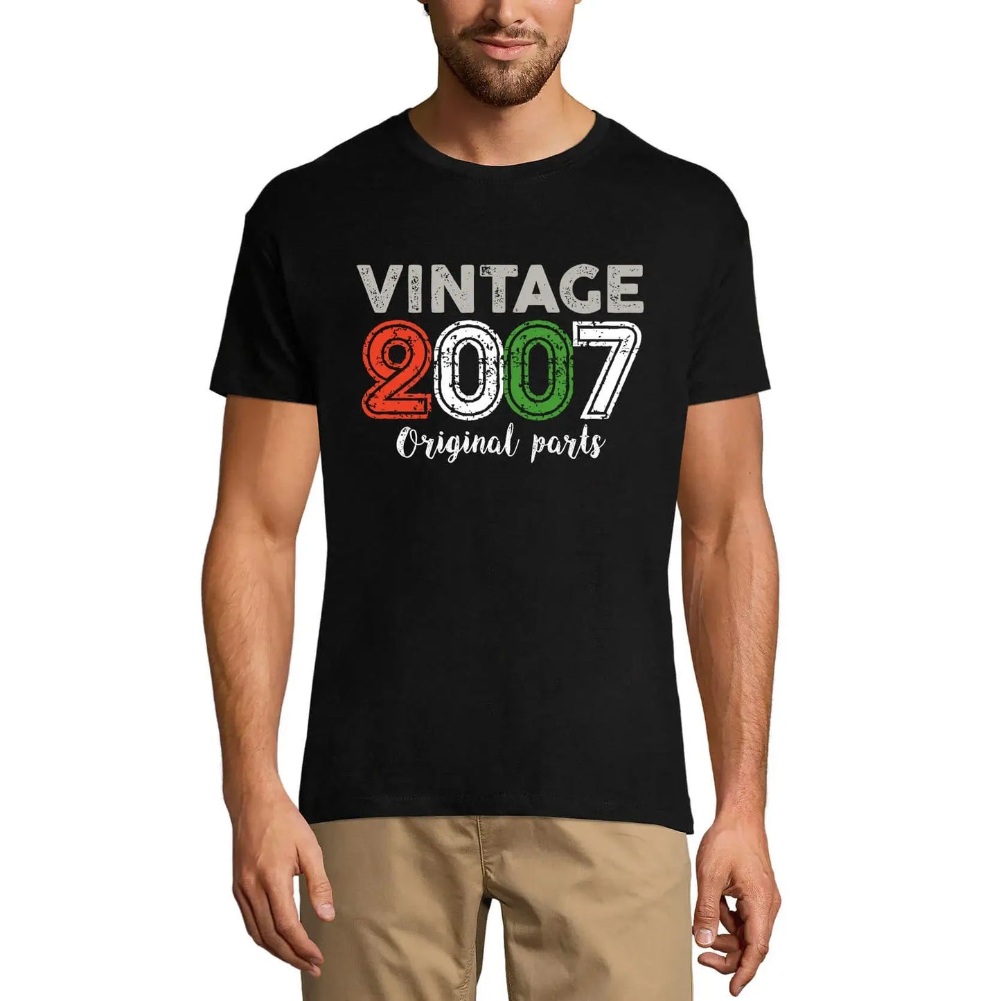 Men's Graphic T-Shirt Original Parts 2007 17th Birthday Anniversary 17 Year Old Gift 2007 Vintage Eco-Friendly Short Sleeve Novelty Tee