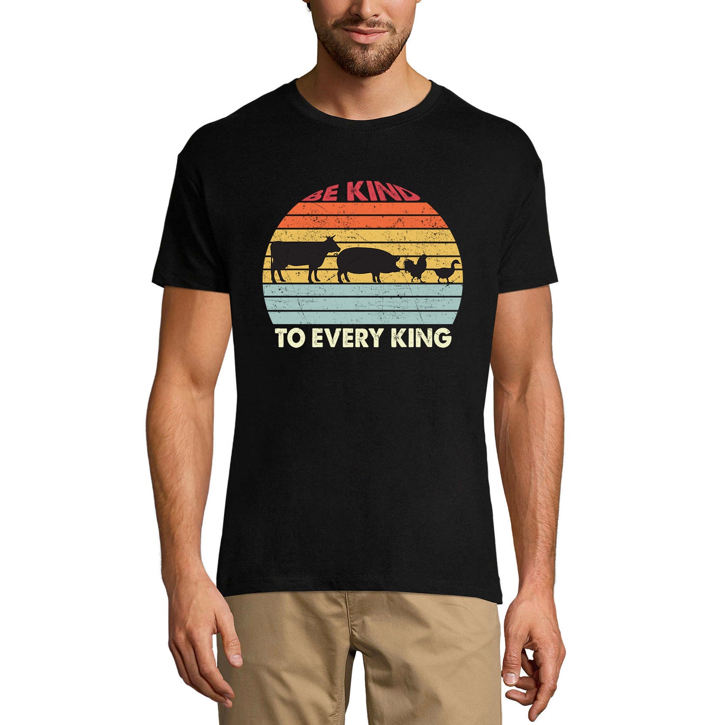 ULTRABASIC Herren-Grafik-T-Shirt Be Kind to Every King – Lustiges Retro-T-Shirt für Tierliebhaber