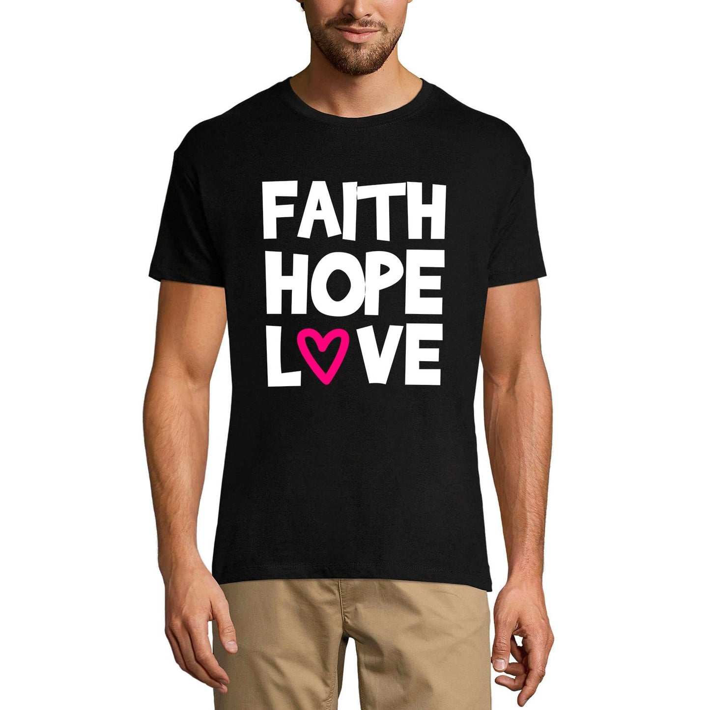 ULTRABASIC Graphic Men's T-Shirt Faith Hope Love - Inspirational Saying