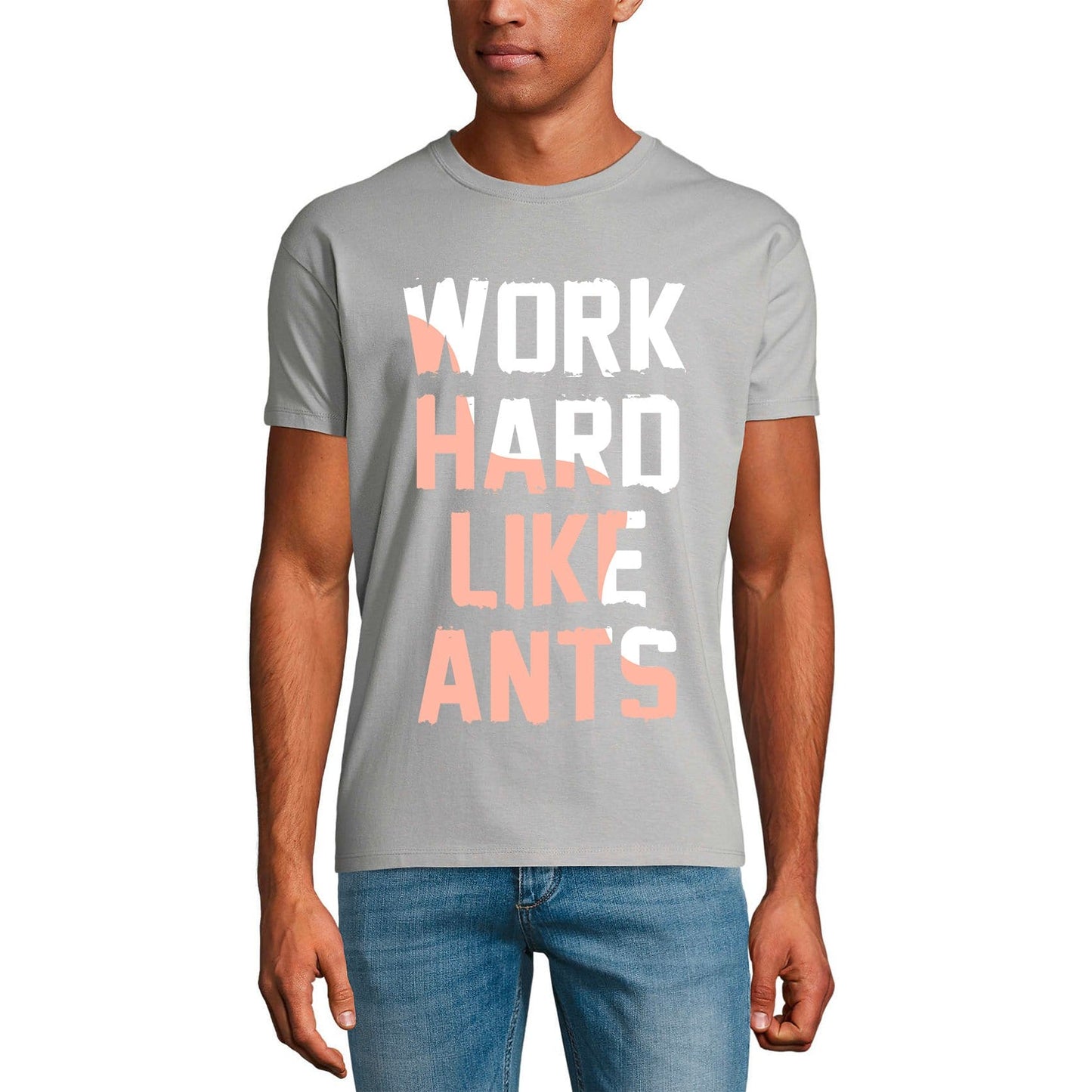 ULTRABASIC Men's T-Shirt Work Hard Like Ants - Printed Letter Shirt