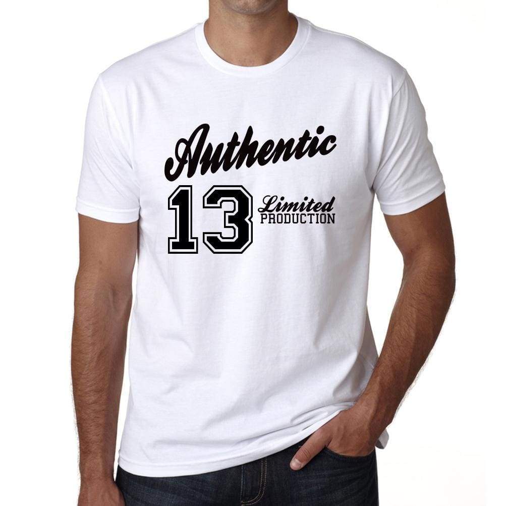 13, Authentic, White, Men's Short Sleeve Round Neck T-shirt 00123 - ultrabasic-com