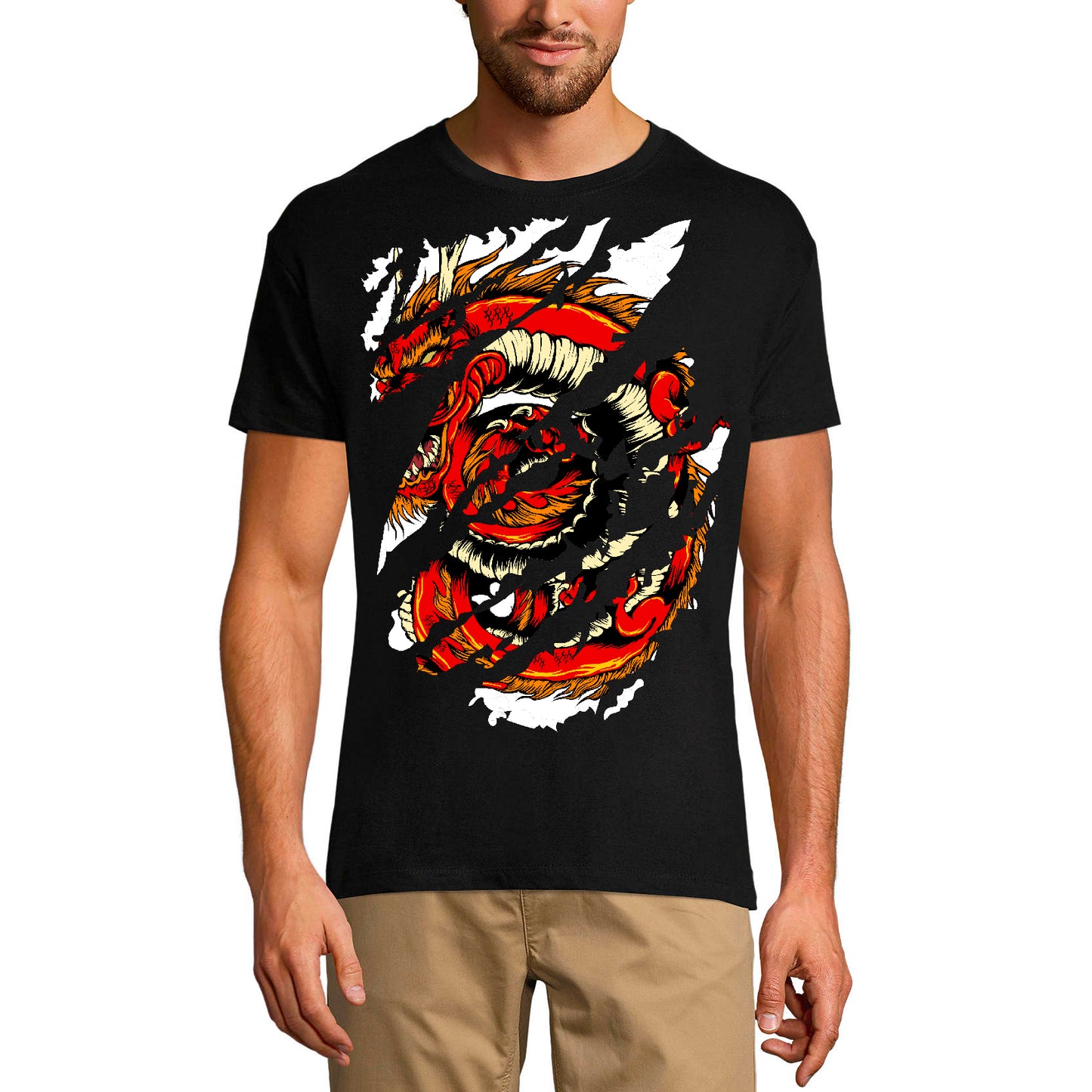 ULTRABASIC Herren Torn T-Shirt Red Dragon – Vintage-Shirt für Männer