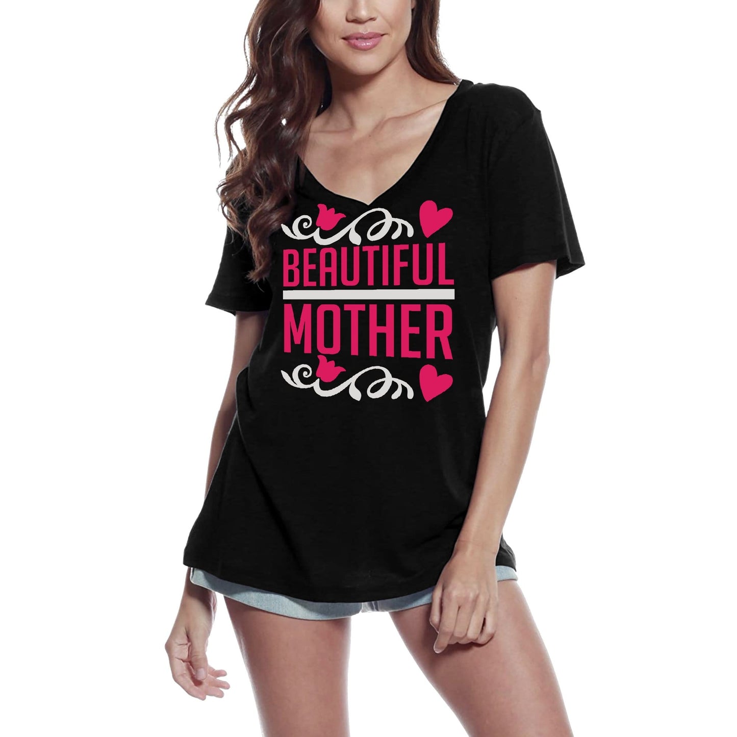 ULTRABASIC Women's T-Shirt Beautiful Mother - Heart Short Sleeve Tee Shirt Tops