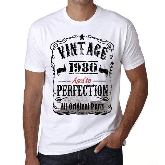 1980 Vintage Aged to Perfection Men's T-shirt White Birthday Gift 00488 - ultrabasic-com