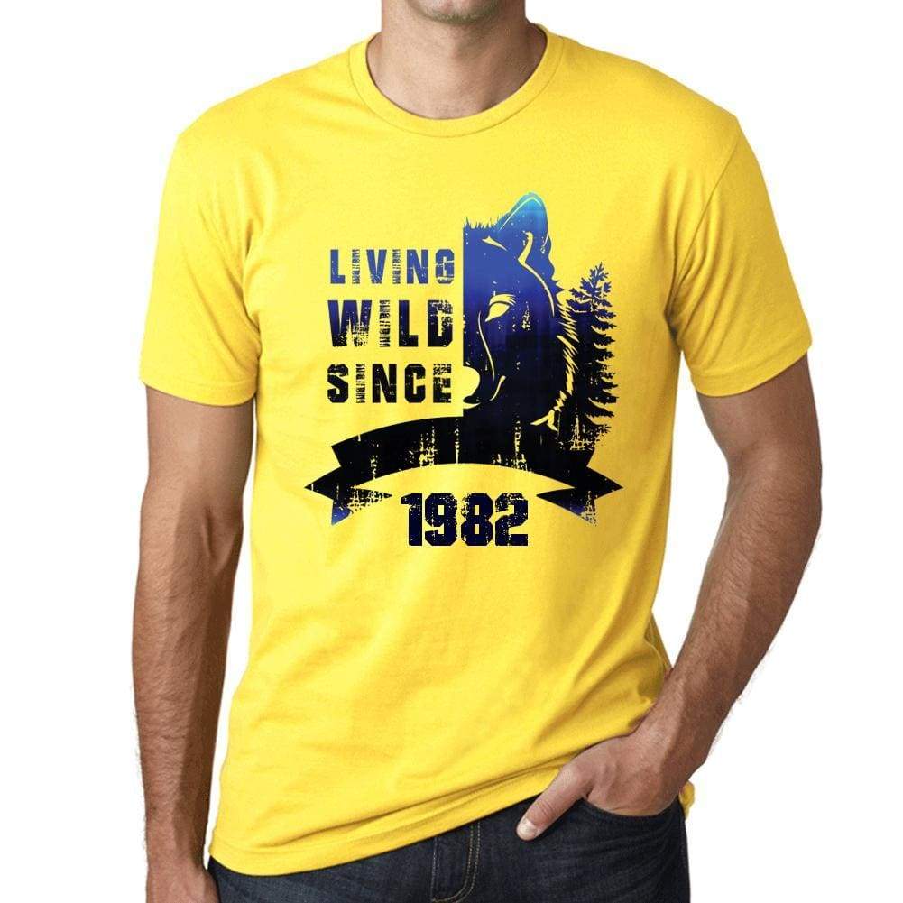 1982, Living Wild 2 Since 1982 Men's T-shirt Yellow Birthday Gift 00516 - ultrabasic-com