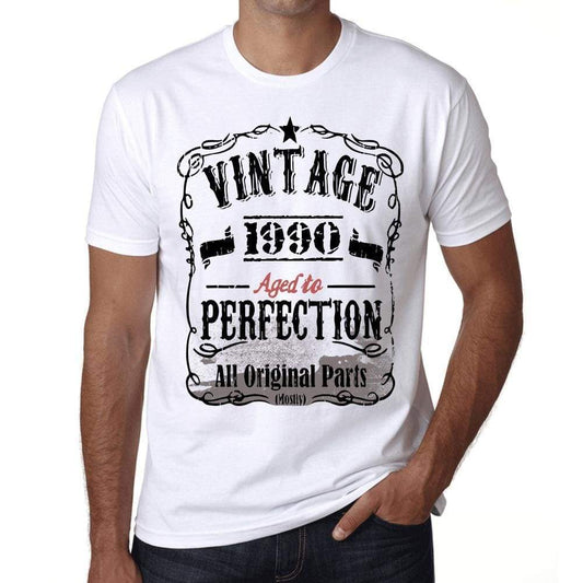 1990 Vintage Aged To Perfection Mens T-Shirt White Birthday Gift 00488 - White / Xs - Casual