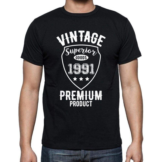 1991 Vintage Superior Black Mens Short Sleeve Round Neck T-Shirt 00102 - Black / S - Casual