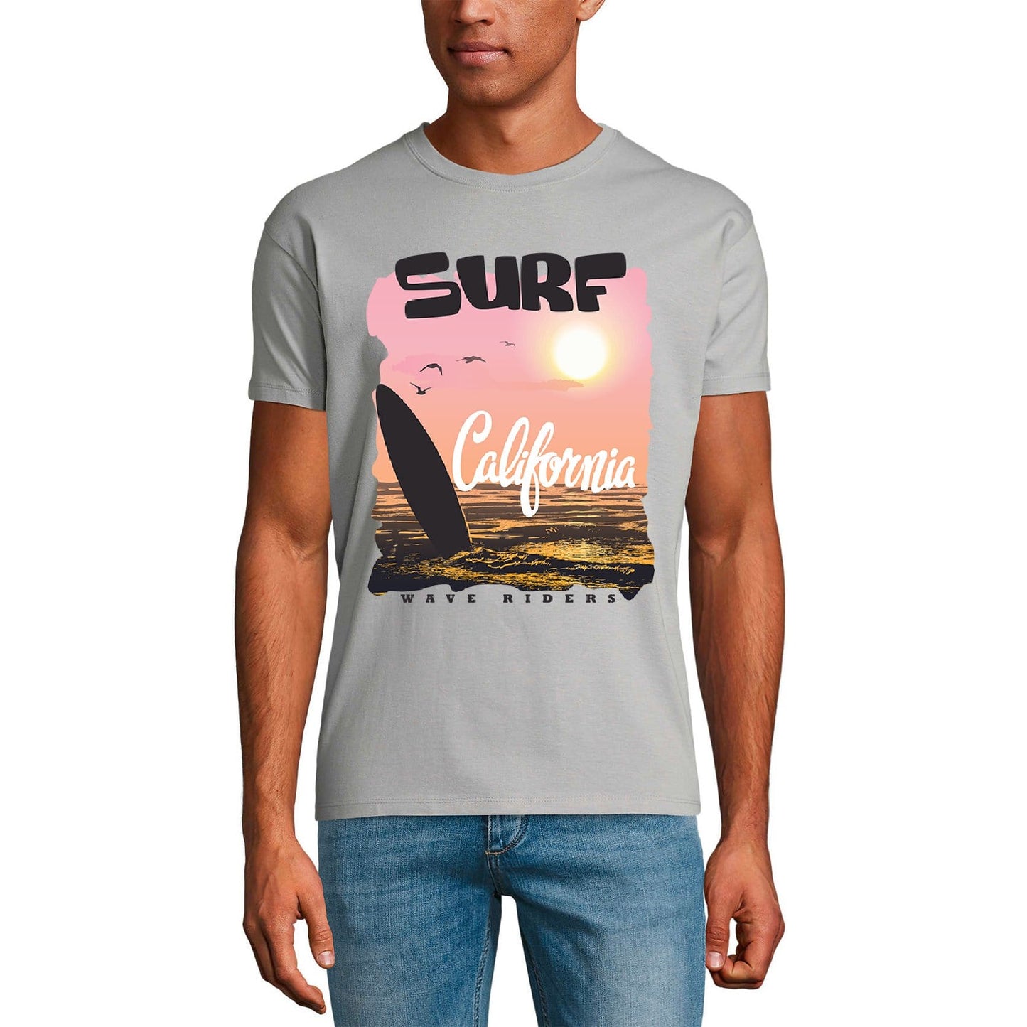 ULTRABASIC Men's T-Shirt Surf California - Wave Riders Surfing Tee Shirt