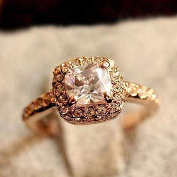 1PC Princess Square Diamond Ring Luxury Elegance Fashion Wedding Ring - Ultrabasic