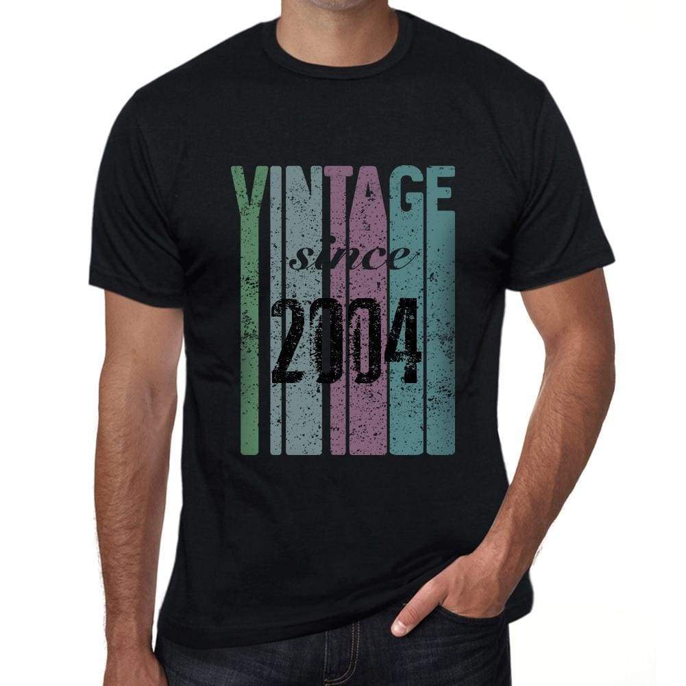 2004 Vintage Since 2004 Mens T-Shirt Black Birthday Gift 00502 - Black / X-Small - Casual