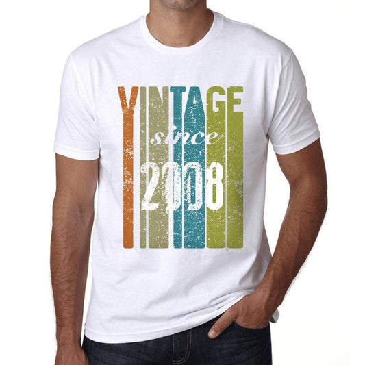 2008 Vintage Since 2008 Mens T-Shirt White Birthday Gift 00503 - White / X-Small - Casual