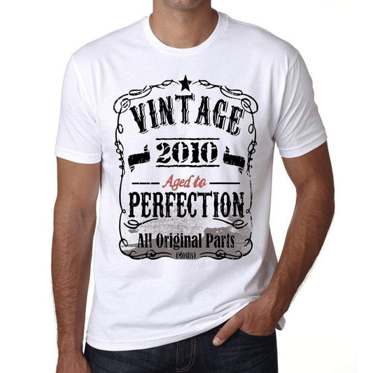 2010 Vintage Aged To Perfection Mens T-Shirt White Birthday Gift 00488 - White / Xs - Casual