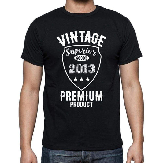 2013 Vintage Superior Black Mens Short Sleeve Round Neck T-Shirt 00102 - Black / S - Casual