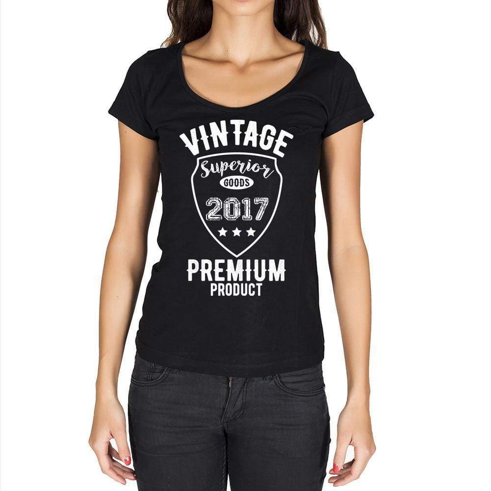 2017 Vintage Superior Black Womens Short Sleeve Round Neck T-Shirt 00091 - Black / Xs - Casual