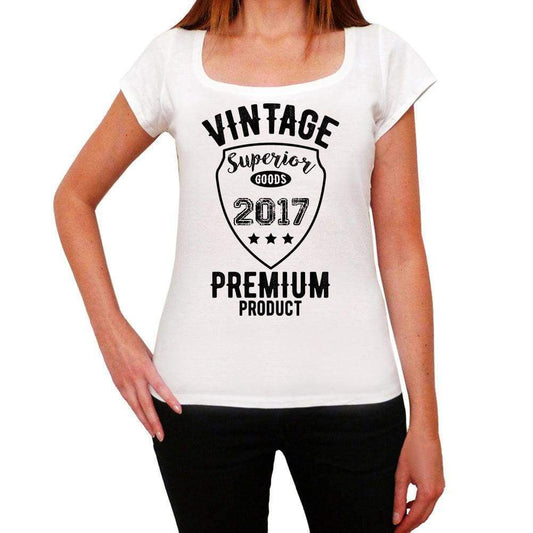 2017 Vintage Superior White Womens Short Sleeve Round Neck T-Shirt - White / Xs - Casual