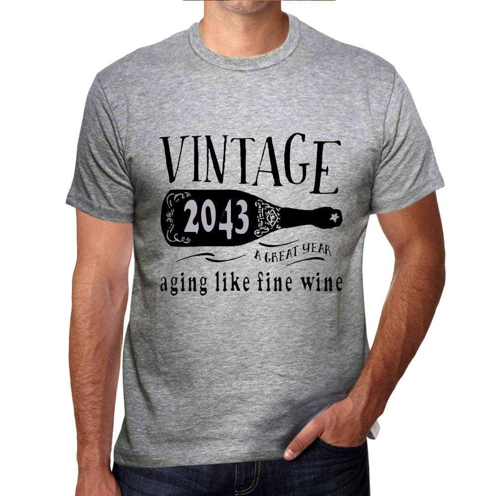 2043 Aging Like a Fine Wine Men's T-shirt Grey Birthday Gift 00459 - Ultrabasic