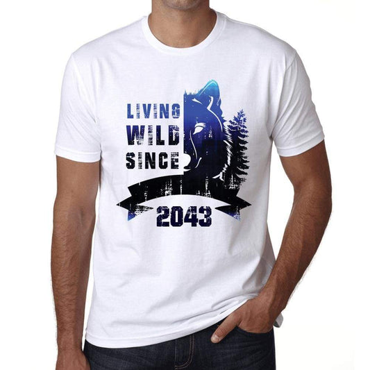 2043 Living Wild Since 2043 Mens T-Shirt White Birthday Gift 00508 - White / Xs - Casual