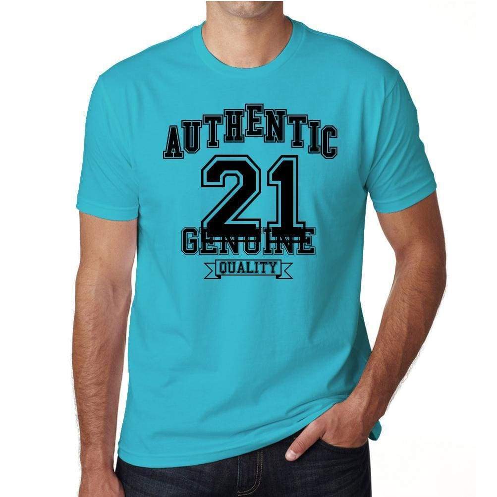 21 Authentic Genuine Blue Mens Short Sleeve Round Neck T-Shirt 00120 - Blue / S - Casual