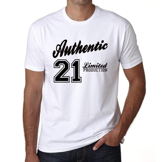 21 Authentic White Mens Short Sleeve Round Neck T-Shirt 00123 - White / L - Casual