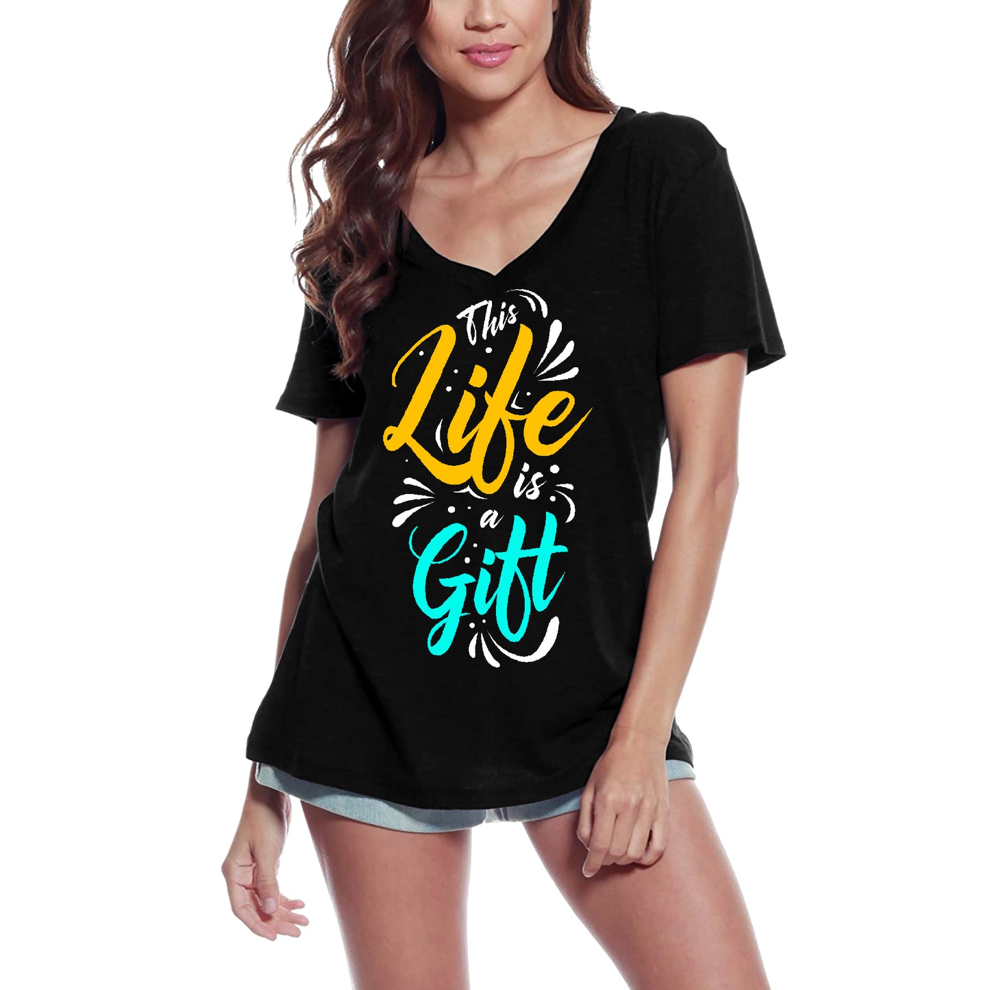 ULTRABASIC Women's Graphic T-Shirt This Life is a Gift - Motivational Quote Shirt