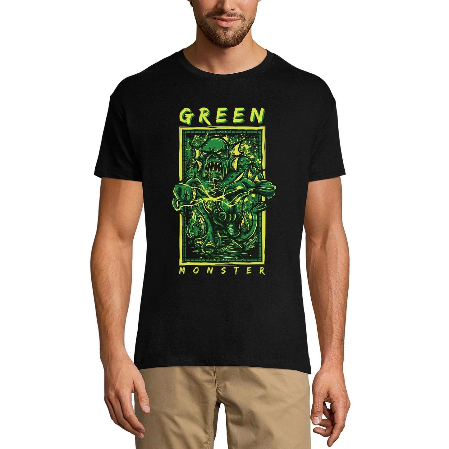 ULTRABASIC Men's Novelty T-Shirt Green Monster - Scary Short Sleeve Tee Shirt