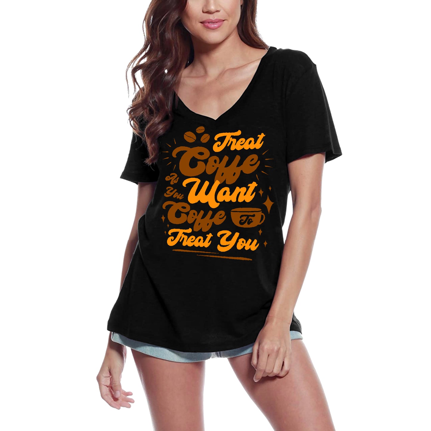 ULTRABASIC Women's T-Shirt Quote Threat Your Coffee As You Want Coffee To Treat You