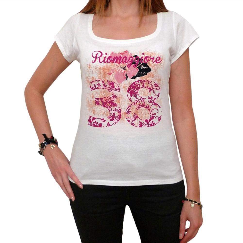 38 Riomaggiore City With Number Womens Short Sleeve Round White T-Shirt 00008 - Casual