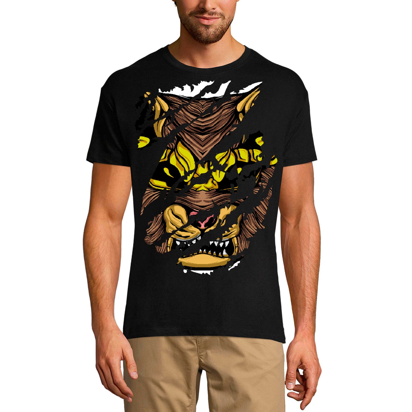 ULTRABASIC T-shirt déchiré pour hommes Angry Beast - Chemise graphique vintage urbaine pour hommes