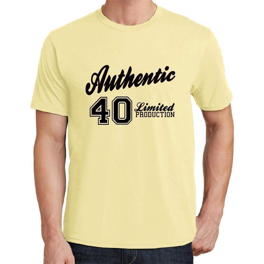 40 Authentic Yellow Mens Short Sleeve Round Neck T-Shirt - Yellow / S - Casual