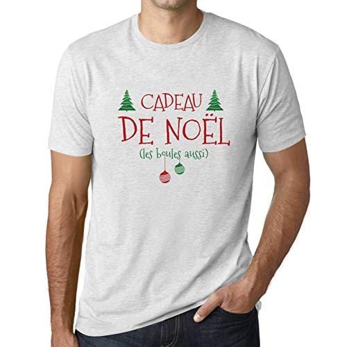 Ultrabasic - Homme Graphique Cadeau De Noël Impression de Lettre Tee Shirt Cadeau Blanc Chiné