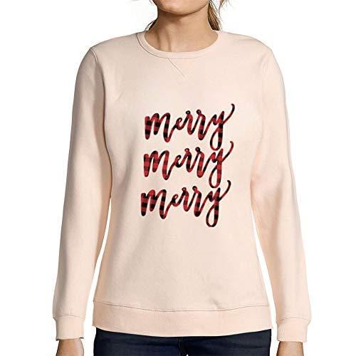 Ultrabasic - Femme Graphique Merry Sweatshirt Action de Grâces Xmas Cadeau Idées Tee Rose Crémeux