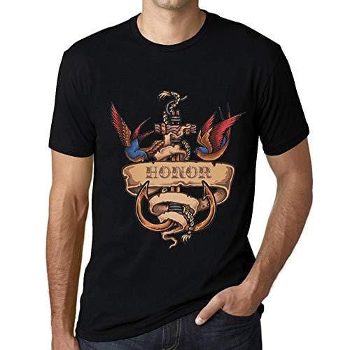 Ultrabasic - Homme T-Shirt Graphique Anchor Tattoo Honor Noir Profond