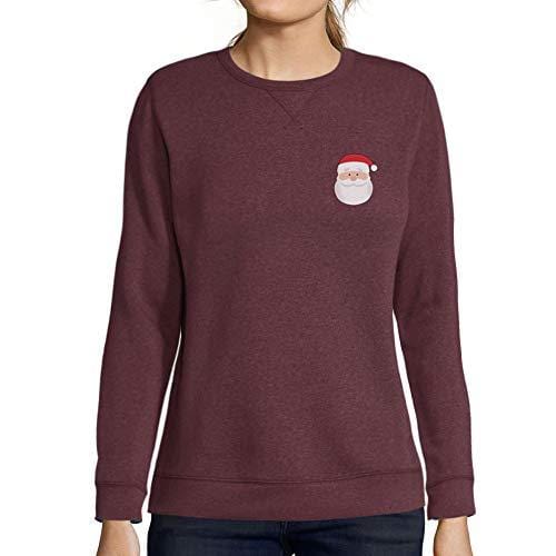 Ultrabasic - Femme Imprimé Graphique Sweat-Shirt Little Santa Cool Christmas Bordeaux