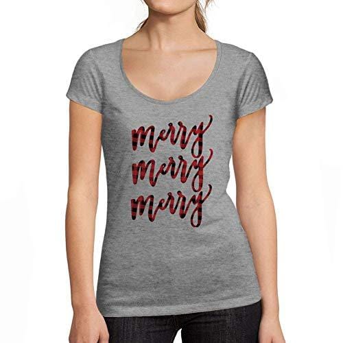 Ultrabasic - Femme Graphique Merry T-Shirt Action de Grâces Xmas Cadeau Idées Tee Gris Chiné