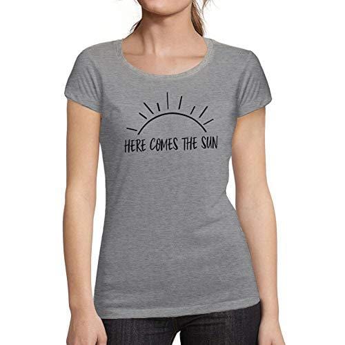 Ultrabasic - T-Shirt für Damen mit rundem Dekolleté Here Comes The Sun Gris Chiné