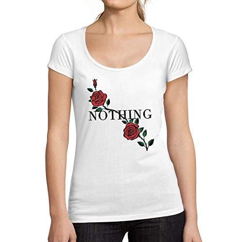 Ultrabasic - Femme Graphique Nothing Imprimé des Roses Noir des Lettres Tee Blanc