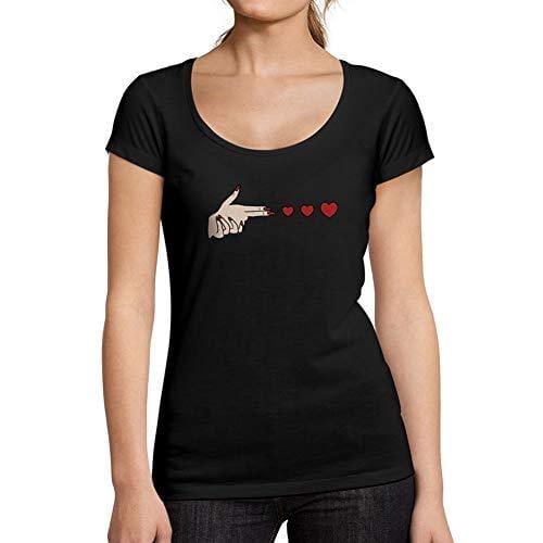 Ultrabasic - Tee-Shirt Femme col Rond Décolleté Amour de Coeur de Tir Noir Profond