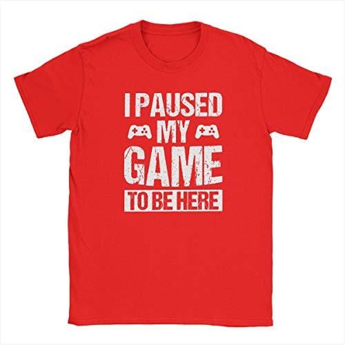 Men's T-Shirt Funny T-shirt I Paused My Game to Be Here Gaming T-shirt Red