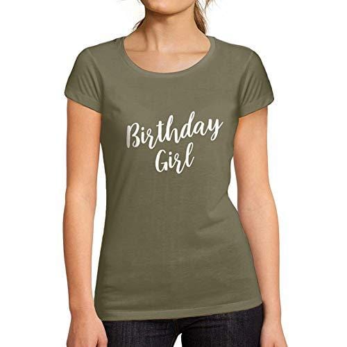 Ultrabasic - Tee-Shirt Femme col Rond Décolleté Cute Birthday Girl Party Kaki