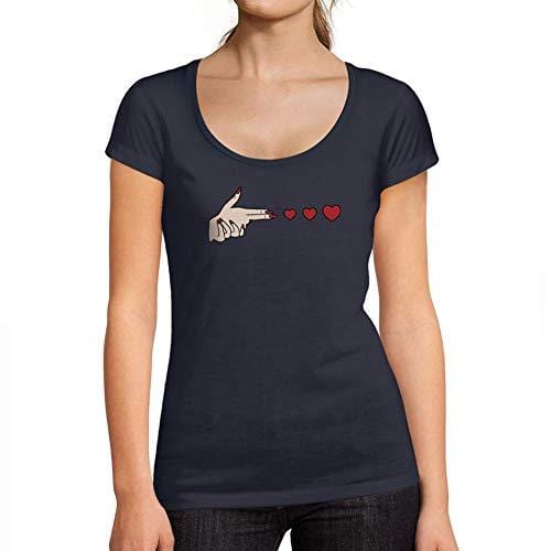 Ultrabasic - Tee-Shirt Femme col Rond Décolleté Amour de Coeur de Tir French Marine