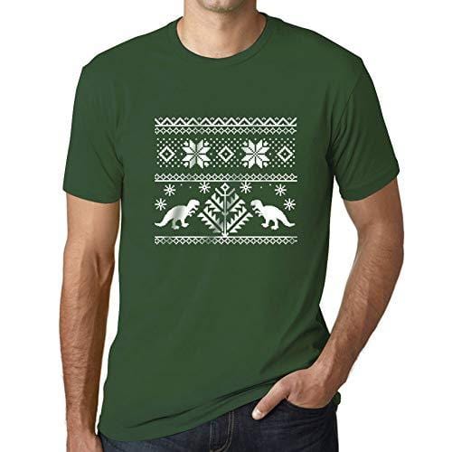 Ultrabasic – Herren-T-Shirt mit grafischem Dinosaurier-Motiv, bedruckt, Buchstaben Noël Cadeau Vert Bouteille