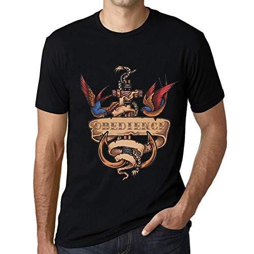 Ultrabasic - Homme T-Shirt Graphique Anchor Tattoo OBEDIENCE Noir Profond