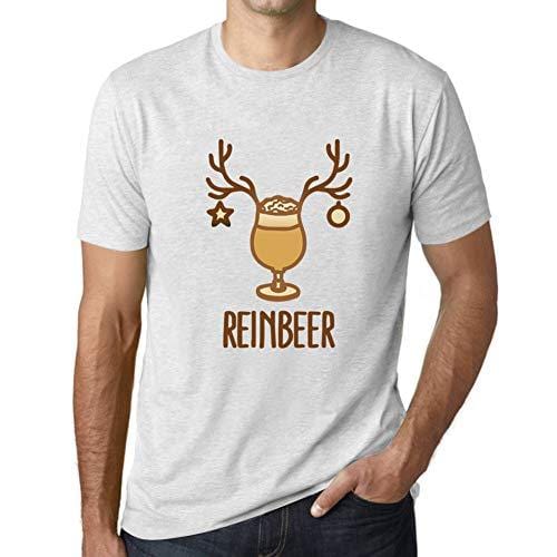 Ultrabasic - Graphique Homme Reinbeer T-Shirt Cadeau Imprimé Tée-Shirt Blanc Chiné