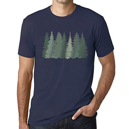 Ultrabasic - Herren T-Shirt Graphique Arbres Forestiers French Marine