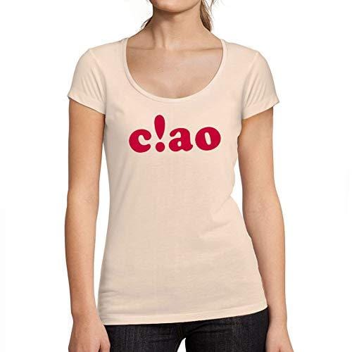 Ultrabasic - Tee-Shirt Femme col Rond Décolleté Ciao Rose Crémeux